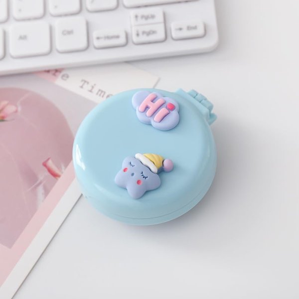 Blue Travel Hair Brush, Pocket Comb with Mini Mirror, Round Folding Pocket Hair Brush Cartoon Shell Folding Hair Brushes for Girls Women, Hair Brushes, Styling Tools and Appliances (2H985)
