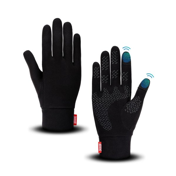 Aegend Running Gloves Women Men Touch Screen Cycling Sports Mittens Liners Warm Gloves, Black, Small
