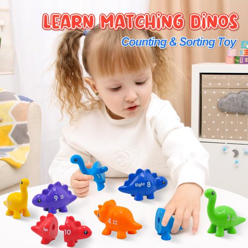 Montessori Learning Toys for Toddlers 1-3, Matching Letters Fine Motor Toy, Double-Sided 26 PCS ABC Dinosaur Alphabet Games for Kids Ages 3-5, Alphabet Learning Dinosaur Set for Kindergarten
