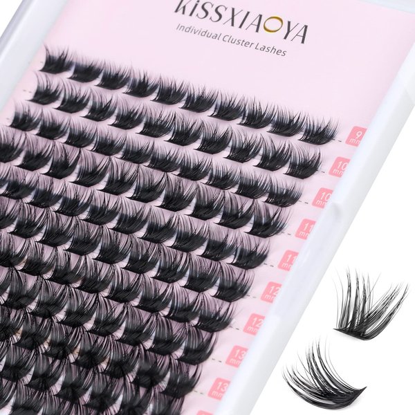 Kissxiaoya Cluster Eyelash Extensions, 120PCS Lash Clusters DIY Eyelash Extension, 9/10/11/12/13/14/15 mm Natural False Eyelashes Cluster Soft Individual Lashes Clusters (9-15 mm)