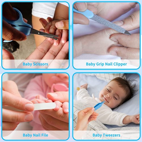 Baby Grooming Kit, Infant Safety Care Set with Hair Brush Comb Nail Clipper Nasal Aspirator Ear Cleaner,Baby Essentials Kit for Newborn Girls Boys