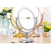 Guppy Desktop Antique Vintage European Style Two Sided Swivel Oval Tabletop Vanity Makeup Mirror with Embossed Hollow Flower Shiny Pedestal(Gold)