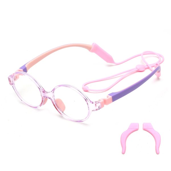 JM Kids Blue Light Glasses, Computer Gaming Grasses for Girls Boys Age 3-10, Anti Blue Ray TR90 Eyeglasses Pink Round Style