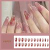Hkanlre Pink Press on Nails Tips Medium Jelly Fake Nails Coffin Full Cover Ballerina Rose False Nails for Women and Girls 24PCS
