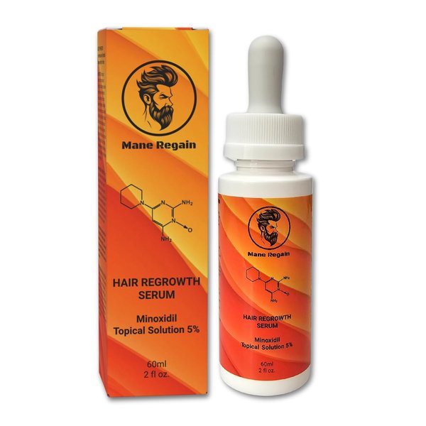 Mane Regain - Minoxidil Topical Solution USP 5%, Extra Strength Hair Regrowth Treatment for Men, 1 Month Supply, Unscented, 2 Fl Oz (1 Pack)