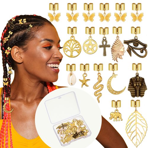 WILLBOND 18 Pieces Summer Butterfly Hair Jewelry for Braids Gold Braid Hair Clips Dreadlock Braid Charms Accessories Hair Rings Jewelry Hair Accessory for Women Girls (Fresh Style)