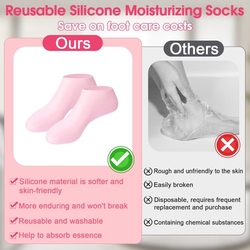 XANGNIER 6 Pairs Silicone Socks for Dry Cracked Feet Women,Moisturizing Foot Mask Exfoliating Silicone Socks,Foot Spa Gel Socks for Cracked Heels,Softening Rough Skin and After Pedicure Care