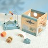 Atoylink Wooden Activity Cube for Toddlers 1-3, 5 in 1 Ocean Animal Shape Sorter Bead Maze Montessori Toys Baby 6-12 Months Educational Learning Toys for 1 Year Old Boy Girl Birthday Gift