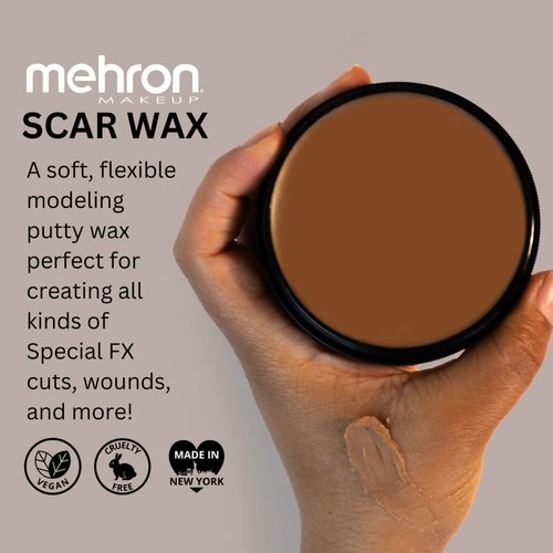 Mehron Scar Wax Special FX Modeling Putty | Moldable Soft Wax for Special FX | Made in the USA | Scar Wax SFX Makeup for Creating Fake Scars, Fake Wounds, Cosplay & Halloween Effects (40 g) (Medium)