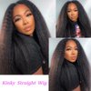 DMS V Part Wig Human Hair Wigs for Black Women Kinky Straight V Part Wig 12A Virgin Hair No Lace Upgrade U Part Human Hair Wigs Full Head Clip in Half Wig V Shape Wigs (16inch)