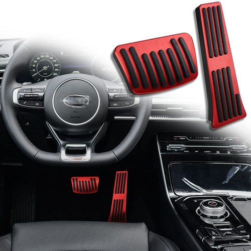 ANFOKAS for Kia K5 Sportage Carnival Telluride Stinger Sorento Optima Cadenza for Hyundai Tucson Palisade Sonata Santa Fe Accessories Auto Foot Pedal Covers Car Pedals -Red