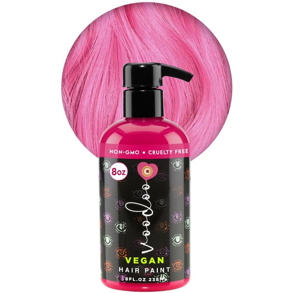 VOODOO Pink Hair Dye (Puppy Love) 8 Oz I Pastel Pink Hair Dye I Vegan & Cruelty-Free Pink Hair Dye | Ammonia, Sulfate & Paraben-Free | Vivid & Bright Intermixable Temporary Hair Color | (8 Oz)