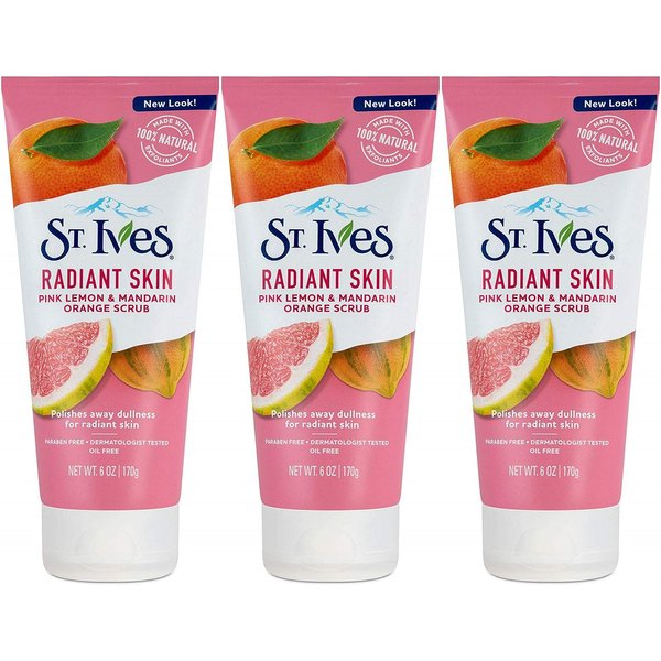 St Ives Scrub, Even & Bright Pink Lemon & Mandarin Orange 6 Ounce (Pack of 3) by St. Ives