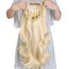 24 Inch Blond Wavy 3/4 Half Wig Long lightest Synthetic Hair Extensions Capless Wigs Hair Clips Extension For Women 210g（24“ #4）