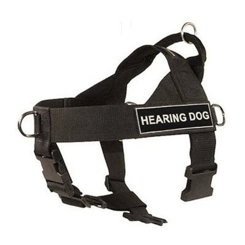 DT Universal No Pull Dog Harness, Hearing Dog, Black, X-Small, Fits Girth Size: 21-Inch to 25-Inch