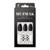 MUZMAK Reusable NJeans Press on Nails | 36 Fake Nails Kit with Checkered Nails Almond Designs | Glue On Nails for Women Gift with K-POP Style