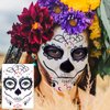 TailaiMei 12 Sheets Day of the Dead Face Skeleton Tattoos/Dia De Los Muertos, Halloween Sugar Skull Costume Makeup Temporary Tattoos for Costume Apparel Party