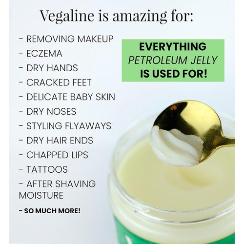 Vegaline - 100% Natural, Vegan & Hypoallergenic Alternative to Petroleum Jelly - Lips, Hands, Baby, Makeup Remover and More (8 oz)