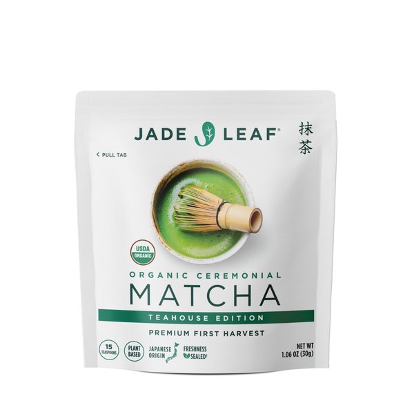 Jade Leaf Matcha Organic Ceremonial Green Tea Powder - Teahouse Edition - Premium First Harvest Ceremonial Grade- Authentic Japanese Origin (1.06 Ounce Pouch)