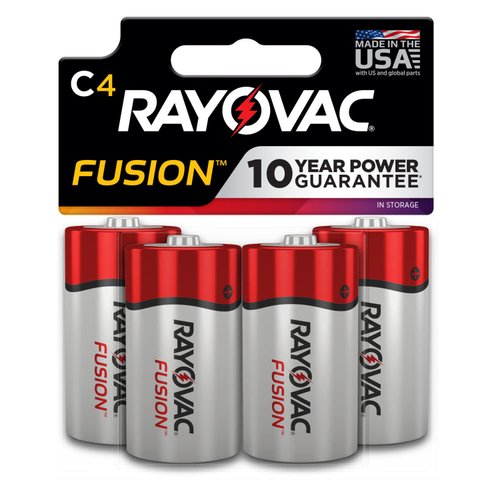 Rayovac Fusion C Batteries, Premium Alkaline C Cell Batteries (4 Battery Count)