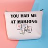 BDPWSS Funny Mahjong Makeup Bag Mahjong Lover Gift Mahjong Tiles Bag Mahjong Girl Cosmetic Bag Mahjong Board Game Storage Bag Mah Jongg Player Gift (Had at maj)