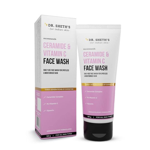 Dr. Sheth's Ceramide & Vitamin C Face Wash | Gently Cleanses, Hydrates | For Normal, Oily & Combination Skin | Men & Women | 100 mL