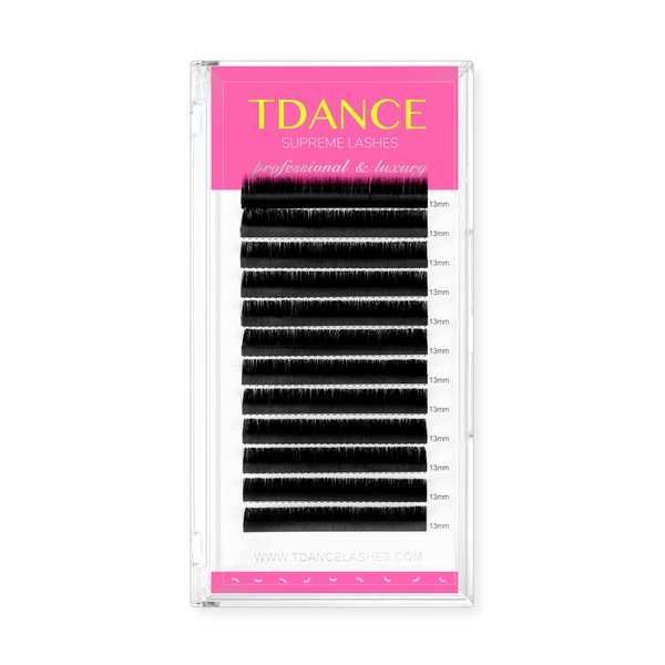 TDANCE Premium D Curl 14mm Semi Permanent Individual Eyelash Extensions 0.05mm Thickness False Mink Silk Volume Lashes Extensions Professional Salon Use(D,0.05,14mm)