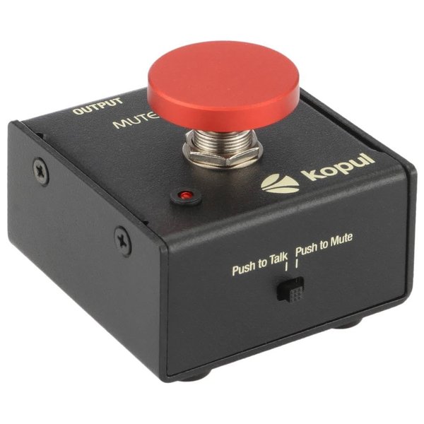 KOPUL Momentary Microphone Mute/Talk Button – Push-to-Talk or Push-to-Mute, LED Indicator,XLR in/Out, Desktop or Footswitch Use, for Dynamic & Condenser Mics for Podcast, Online Meetings, Live Events