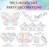 Iridescent Foil Balloons, 9 Pcs Songstar Butterfly Heart Star Transparent Balloons with Holographic Banner for Bachelorette Party Decorations Girls Birthday Summer Disco Baby Shower Party Supplies