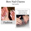 YAEISM Bow Nail Charms Gold 3D Bowknot Nail Bow Charms 70PCS Bow Nail Art Charms Kits with Glue Gel,Tweezer for Nail Art and DIY Crafts Decoration