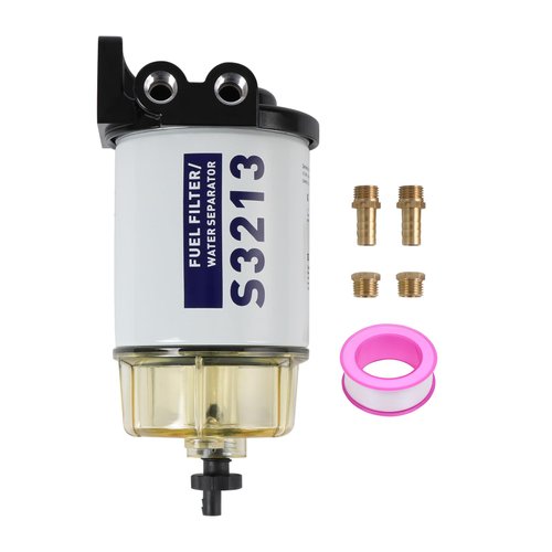 CARMOCAR Fuel Filter Water Separator replacement for Marine Outboard Motor Mercury with 3/8" Barb x 1/4" NPT brass Fittings Replaces# S3213, S3214, 35-60494-1, S3213, 18-7932-1, 18-17928, 35-809097