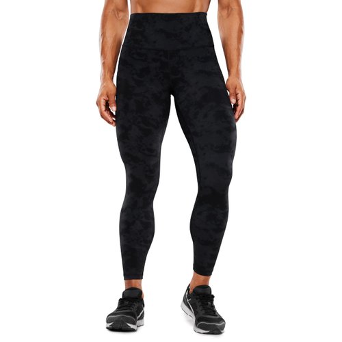 CRZ YOGA Women's Hugged Feeling Compression Leggings 25 Inches - Thick High Waisted Tummy Control Workout Leggings Tie Dye Smoke Ink X-Small