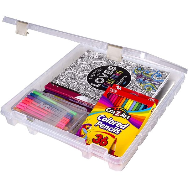 ArtBin 9100AB Super Satchel Slim 1 Open Compartment, Art & Craft Organizer, [1] Plastic Storage Case, Clear