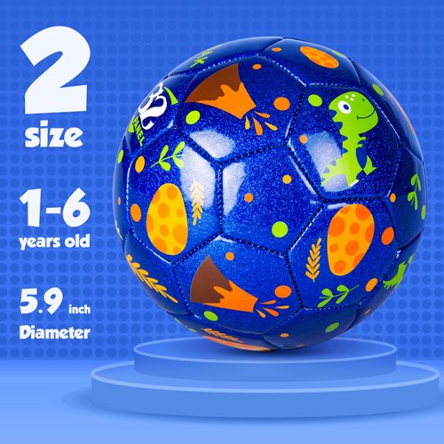 EVERICH TOY Toddlers Soccer Ball with Pump, Small Soccer Ball Size 2 Dinosaur for Toddlers Kids, Indoor Outdoor Backyard Lawn Game, Ideal Gift for Operation Christmas Child Shoe Box