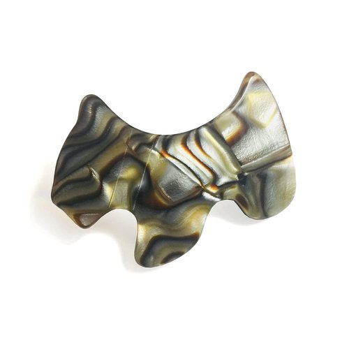 French Amie Scottish Dog Puppy Onyx Silver Grey Small 2" Celluloid Handmade Automatic Hair Clip Barrette for Women and Girls, Made in France
