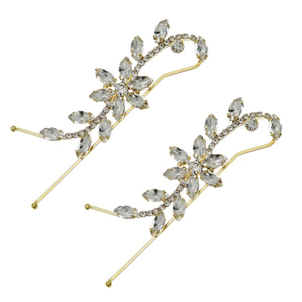 2Pieces Sparkly Crystal Hair Clips, Metal Rhinestones Hair Clips, Handmade Hair Barrettes, Elegant Metal Bobby Hairpin Hair Accessories Headwear Styling Tools for Women Girls