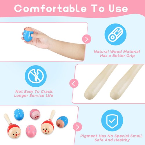 VANPHY Wooden Egg Shakers Musical Instruments Maracas Set Color Pattern Egg Shaker 6pcs for Accompaniment and Decoration Hand Percussion Shaker Maracas Instruments for Students and Beginners