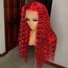 JYZ Hair Hot Red Colored Lace Front Wigs Human Hair 180% Density Brazilin Virgin Human Hair Wigs for Black Women Transparent Human Hair Lace Front Wigs Pre Plucked with Baby Hair Middle Part 20 Inch