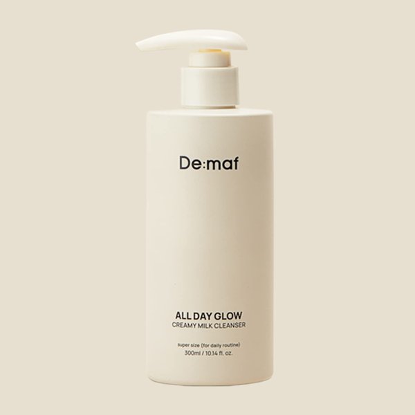 De:maf All Day Glow Creamy Milk Cleanser, 10.14 fl.oz, Sunflower Seed Oil and Jojoba Oil, Broccoli Extract, Primary Cleanser for Double Cleansing, Suitable for All Sensitive Skin, Korean Skincare