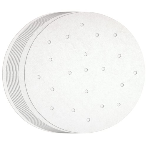 Juvale 100 Pack Round Air Fryer Liners with Holes for Air Fryer Basket, Dumpling Paper, 8-Inch Perforated Bamboo Steamer Liner Sheets for Air Frying, Steaming, and Baking (White)