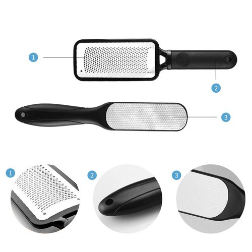 Fu Store Foot Files Callus Remover Stainless Steel Foot Rasp and Dual Sided Foot File Professional Scrubber Pedicure Tools Premium for Foot Care (2 Pack)