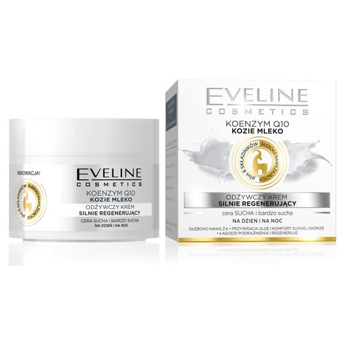 Eveline Cosmetics Nature Line Goats Milk Intensely Regenerating and Nourishing Day and Night Cream m, Reduce Wrinkles, Fine Lines, Even Skin Tone, Age Spots, Sun Spots with Coenzyme Q10 and Goats Milk