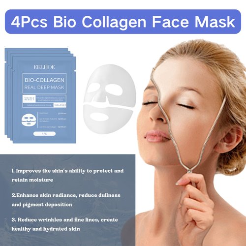 TTYRBF 4PCS Skinqueen Bio Collagen Face Mask,Collagen Mask,Collagen Mask Glass Skin,Deep Collagen Mask