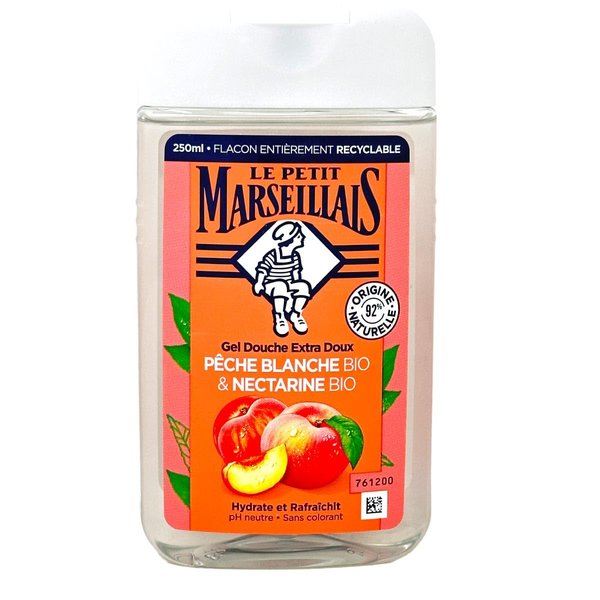 Le Petit Marseillais 1 Bottle of Body Wash Your Choice, French Shower Cream 6 Varieties 250ml (8.4oz) (Pêche Blanche et Nectarine (White peach and Nectarine))