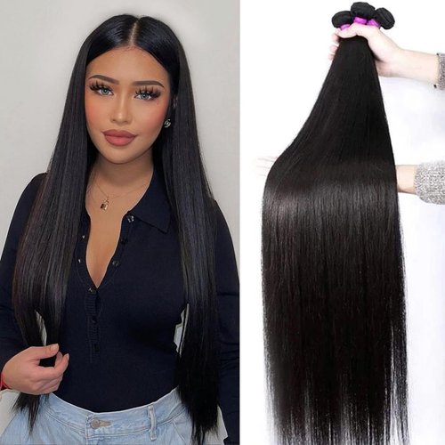 vanlov 15A Brazilian Straight Bundles Human Hair(22 24 26) Human Hair 3 Bundles 100% Unprocessed Remy Hair Bundles Raw Hair Extensions Natural Color for Black Women