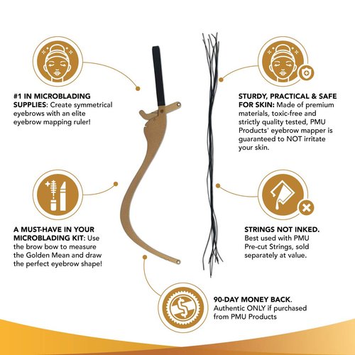 The ORIGINAL Eyebrow Mapper with Strings - Permanent Makeup Microblading Tattoo Stencil - Brow Drawing Guide -Professional Mapper Bow - String Mapping for Perfect Shaped Brows