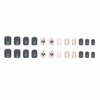 MISUD Short Square Press on Nails Squoval Fake Nails Glossy Glue on Nails Gray Blue Gel Acrylic Nails Bling Glitter Artificial Nails Heart Pattern Stick on White False Nails with Eye Design 24 pcs