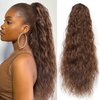 Violet Light Brown Ponytail Extension for Women 26 Inch Long Curly Drawstring Ponytail Extension for Women Instant Wavy Clip in Ponytail Hair Extensions Brown Hair Extension (Chestnut Brown)
