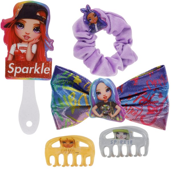 Rainbow High - Townley Girl Sparkle Hair Accessories Box|Gift Set for Kids Girls|Ages 6+ (5 Pcs) Including Hair Bow, Hair Brush, Jaw Clips and More, for Parties, Sleepovers and Makeovers