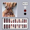 Dark Red Halloween Press on Nails Long Square Shape Fake Nails with Spider Web Designs Halloween Red French Tip False Nails 3D Spider Skull Stick on Nails Long Halloween Glue on Nails for Women